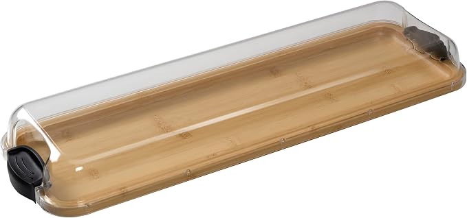FARBERWARE Rectangular Build-a-Board Cutting Board with Single Compartment and Clear Locking Lid for Charcuterie, Snacks, and More, Bamboo
