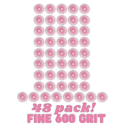 Dedeco Sunburst Radial Bristle Discs 48-Pack - 9/16" Curved - Pink 600 Grit (Fine, Pumice) - Aluminum Oxide for Polishing & Finishing