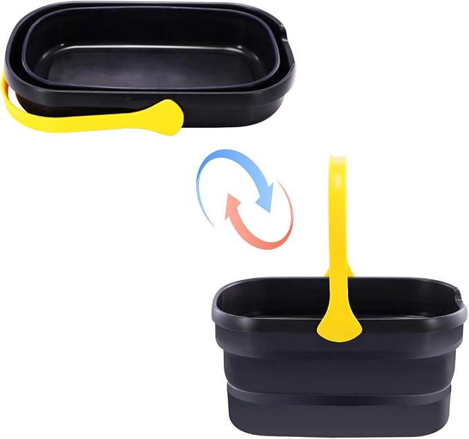 Yocada Collapsible Plastic Bucket Mop Bucket and Sponge Mop Kit Home Commercial Tile Floor Bathroom Garage Cleaning with Total 2 Sponge Heads Telescopic 42.5-52 Inches Easily Dry Wringing Yellow