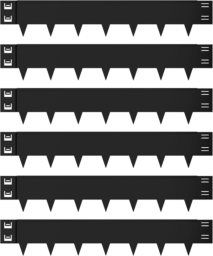 Galvanized Steel Landscape Edging - 40 Inch Strips, 8 Inch Depth, 6-Pack Black Bendable Metal Edging - 20FT Total Length