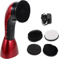 Electric Shoe Polishing Brush Kit with Replacement Brush Head | 710 Red Dual Power, Fiber Sponge Plastic Build, Office and Home Use, Portable Design with Interchangeable Heads