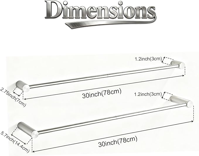 Towel Racks for Bathroom, NEWRAIN 30 inch Double Bath Towel Bar Wall Mounted, Stainless Steel Kitchen Towel Holder, Brushed Nickel Towel Rod Towel Rail Hange
