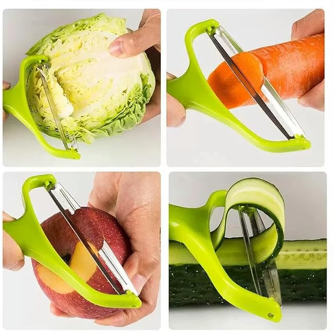 Vegetable Peeler, Cucumber Slicer Cabbage Shredder Stainless Steel Vegetable Peeler Cutter Wide Mouth Fruit Salad Potato Graters Knife Cooking Kitchen Gadgets-Blue(Green)