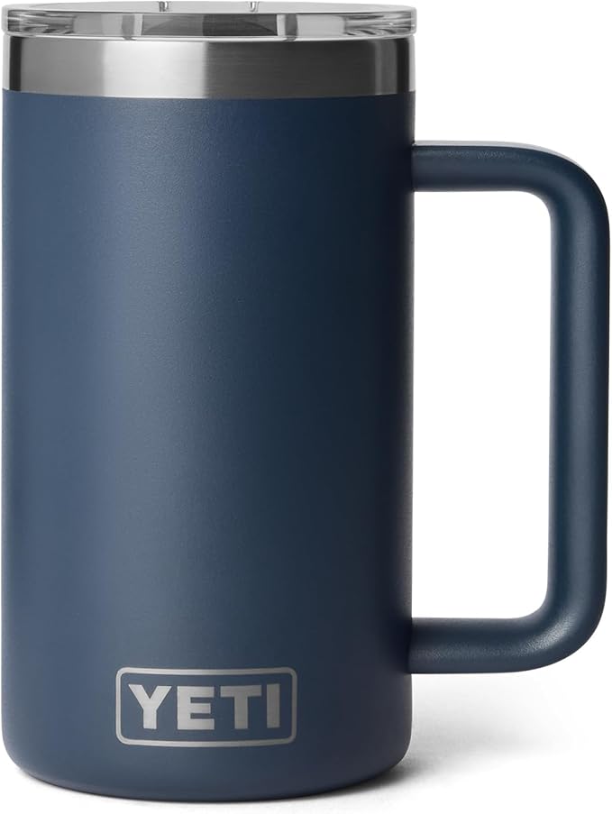 YETI Rambler 24 oz Ceramic Lined Stackable Mug 2.0, Vacuum Insulated, Stainless Steel with MagSlider Lid, Navy