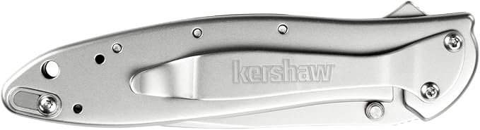 Kershaw Leek, BlackWash Pocket Knife (1660BLKW); 3 Sandvik 14C28N Steel Blade, 410 Stainless Steel Handle, BlackWash Finish, SpeedSafe Assisted Open, Frame and Tip Locks, Reversible Pocketclip; 3 OZ