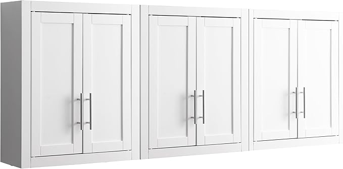 Crosley Furniture Savannah 3-Piece Wall Storage Cabinet, Cabinets for Laundry, Bathroom, Kitchen, White