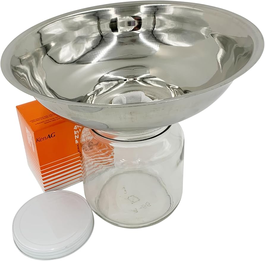 SS Strainers (Medium Strainer with Glass Jar Combo, Half Gallon Jar Combo)