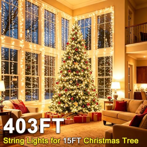 KNONEW 403ft 1000 LED Christmas Lights Outdoor String Light for Tree Decor