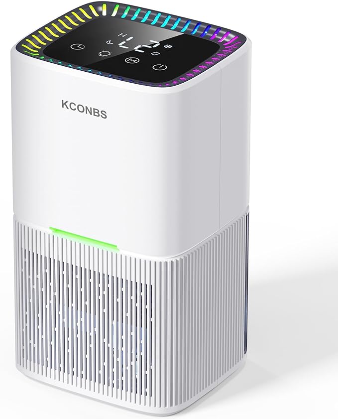 Dehumidifier, 60 OZ Water Tank, Dehumidifiers for Home, 500 sq. ft. Dehumidifier for Basement Bathroom Bedroom with Auto Shut Off, 7 Colors LED Light, Quiet Dehumidifiers with Sleep Mode (White)