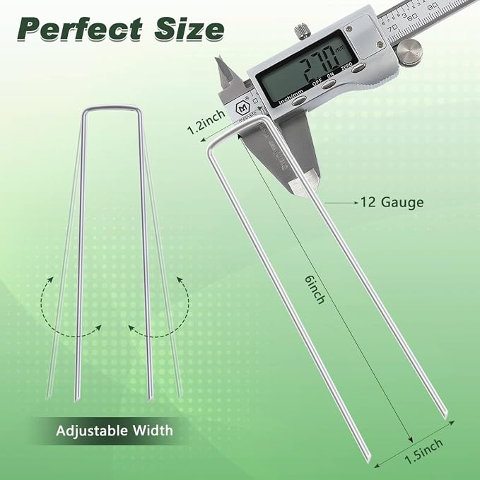 4 Inch 50 Pack Galvanized Landscape Staples 12 Gauge Anti-Rust Garden Stakes Landscaping Fabric SOD Pins Yard Stakes for Weed Barrier Fabric
