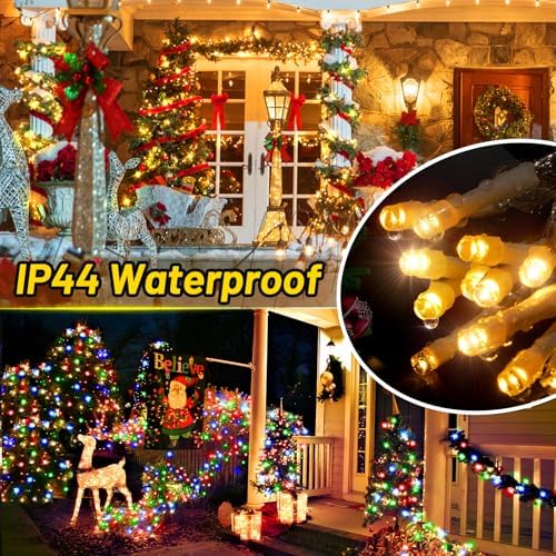 KNONEW 403ft 1000 LED Christmas Lights Color Changing String Lights Outdoor with 11 Modes for Xmas Tree Trunk Yard Porch Outdoor Wedding Party Decorations (Warm White to Multicolor)