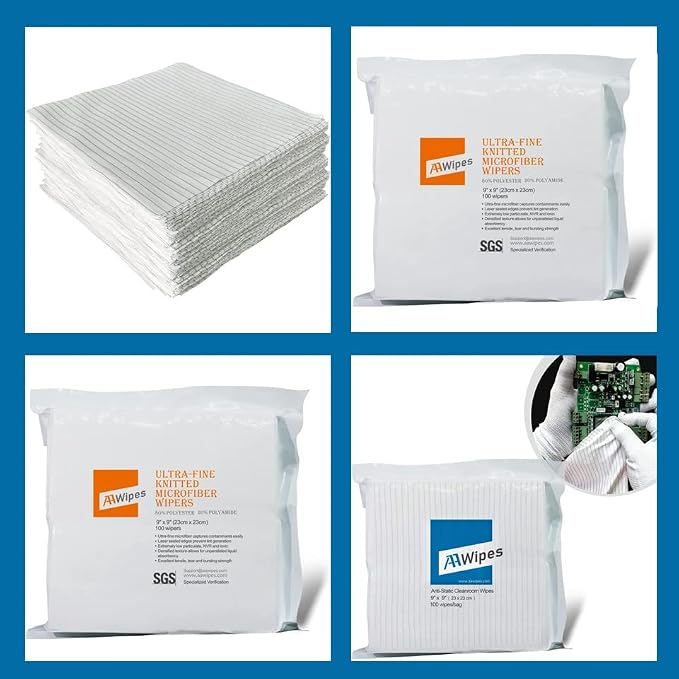 AAWipes Anti-Static Electrostatic Discharge (ESD) Wipes and Superfine Microfiber Cleanroom Wipes