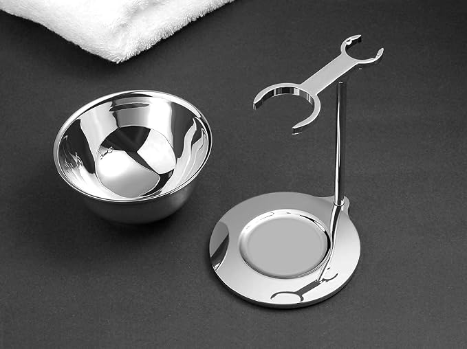 GRUTTI Luxury Shaving Razor & Brush Stand with Soap Bowl, Compatible with Manual & Gillette Razors - Organized Storage