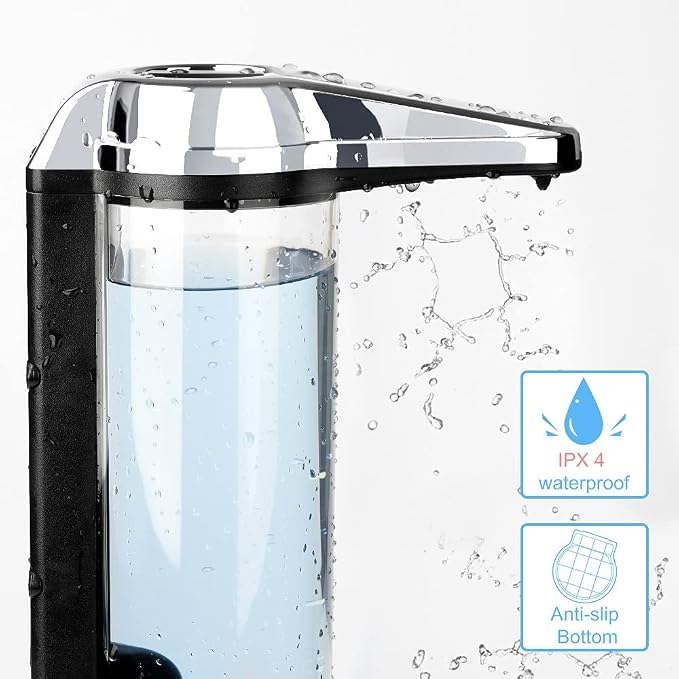 Secura 17oz Automatic Liquid Soap Dispenser, Touchless Battery Operated Hand Soap Dispenser with Adjustable Soap Dispensing Volume Control Dial, Personal Care Dispenser (Chrome-2Pcs)