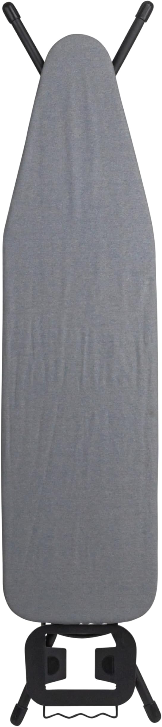 Household Essentials Ultra Ironing Board, 4-Leg, with Steel Top and Iron Rest, Cotton Cover with Fiber Pad, Heat and Stain Resistant, Matte Black Frame, Grey Cover