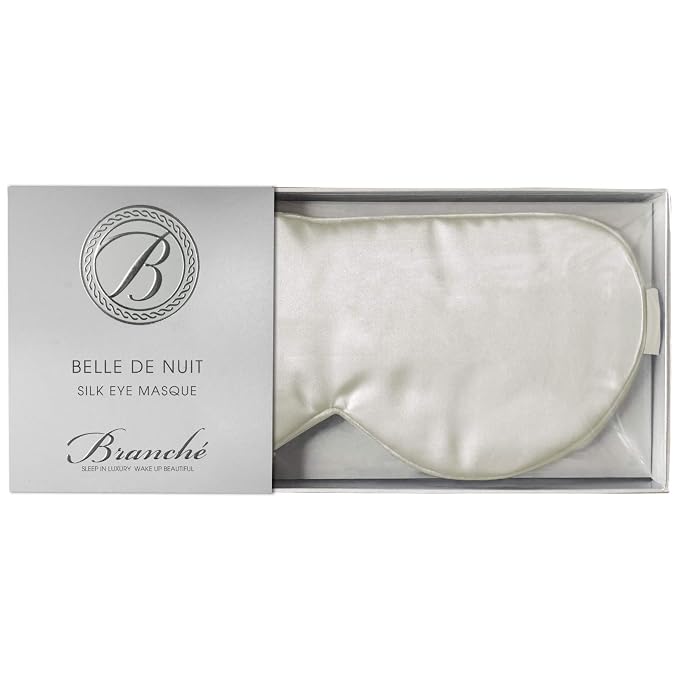 Branche Beauty Belle De Nuit Sleep Mask - Silk Eye Mask 6A Silk 22 Momme Eye Cover Sleepover Shade Blindfold Mask for Luxury Sleep in Total Darkness (Creme)