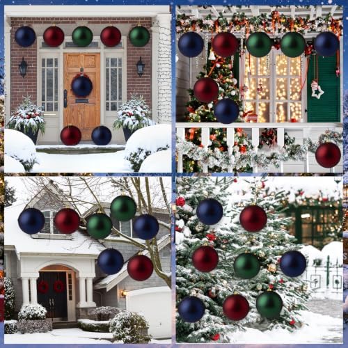 Wettarn 8 Pcs 6" Red Green Blue Christmas Tree Plastic Ball Ornaments