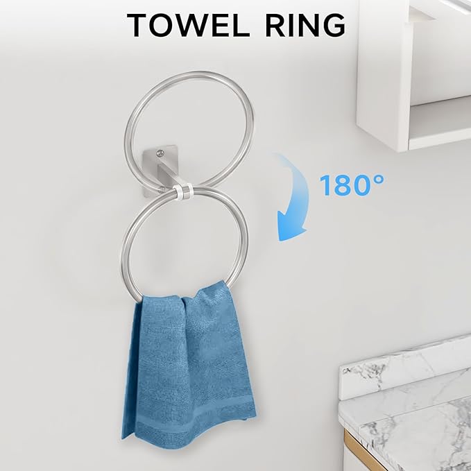 KLJKPA Brushed Nickel Bathroom Accessories Set, 10 Pieces Bathroom Hardware Set, 24 inch Towel Bar, Towel Racks for Bathroom, Robe Towel Hooks, Toilet Paper Holder Wall Mounted