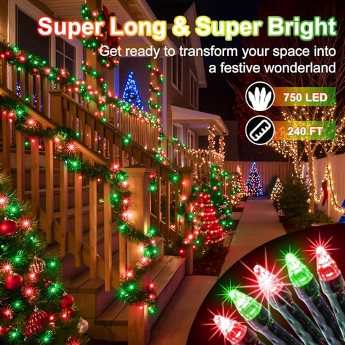 750 LED 240FT Christmas String Lights Outdoor, 12 Pro Modes with Timer