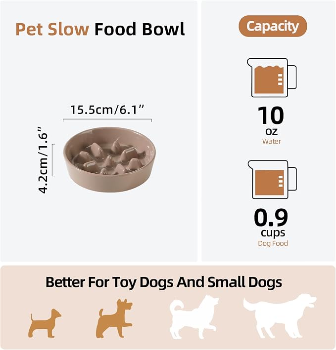 Havniva Dog Bowls Slow Feeder, Ceramic Slow Feeder Dog Bowls for Fast Eater | 0.9 Cups Dog Food Bowl Puzzle Feeder, Slow Feeding Bowls for Small Breed, Non-Slip Base, Anti-Choking