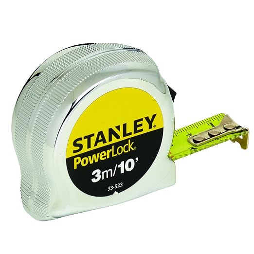 Stanley STA033523 Micro Powerlock Classic Tape, Dual Scale, 3m Length x 19mm Width