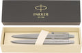 Parker Jotter Ballpoint Pen and Pencil Set, Stainless Steel with Arrow Clip, Custom Engraved — Graduation, Promotion, or Engineer and Architect Gift