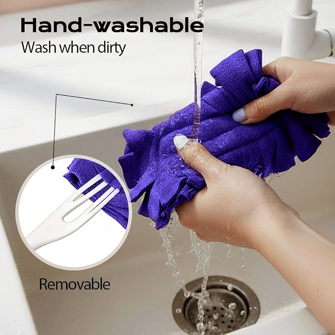Duster Refills Reusable,2026 New 360° Fleece Duster Refills Set,Reusable Duster Pads Washable for Ceiling Fan Window Kitchen Floor Car (1, Purple)