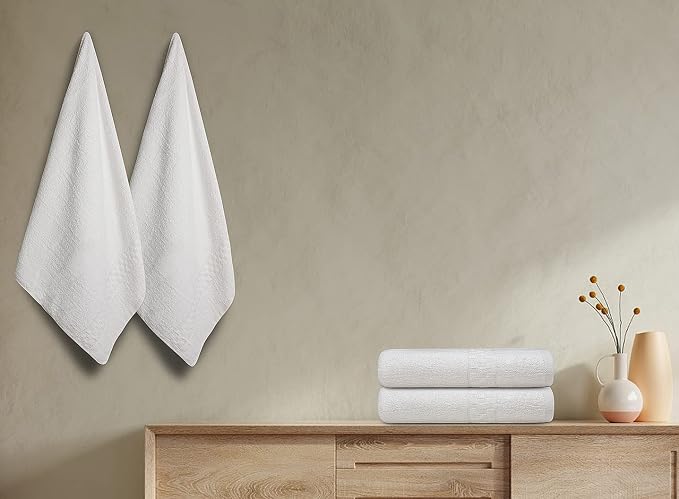 ZUPERIA 7-Pack White Bath Towels - 30" x 54" - Ultra Soft 100% Cotton Large Bath Towels- Highly Absorbent for Bathroom, Pool, Gym, Spa, and Hotel Use
