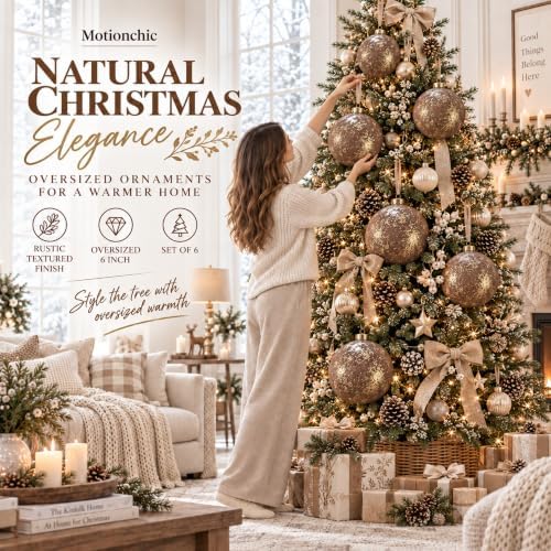 6 Pcs 6'' Large Neutral Christmas Ball Ornaments Terracotta Brown