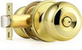 Probrico Polished Brass Privacy Interior Door Knob Bed and Bath Keyless Door Lockset, 1 Pack
