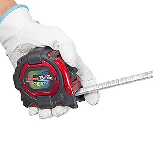 TAJIMA Tape Measure - 25 ft / 7.5 m x 1-1/16 inch GS-Lock Measuring Tape with Dual Metric/Standard Scale & Acrylic Coated Blade - GS-25/7.5MBW