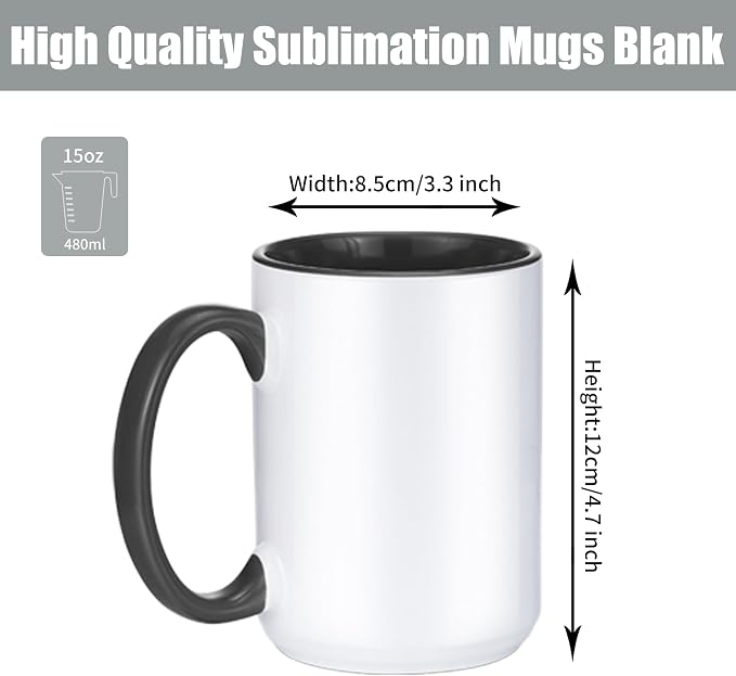 Sublimation Mugs 15 oz Set of 12 Bulk Coffee Mugs with Box Sublimation Blanks Tazas Para Sublimar Coffee Cups 6 White and 6 Black