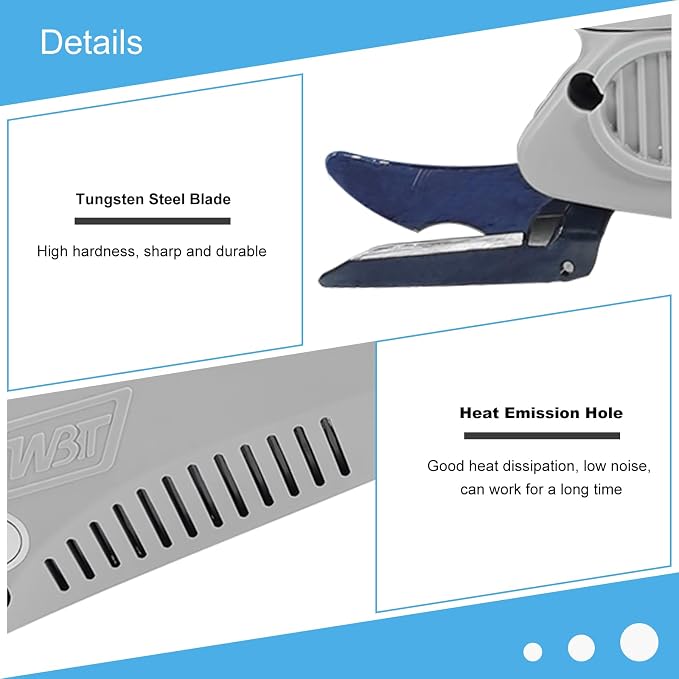 WBT-1 Electric Scissors for Cutting Fabric Cordless Electric Fabric Scissors Cloth Cutter with 2 Blades (2 Batteries)