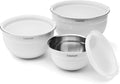 Cuisinart CTG-00-SMBW White Painted Stainless Steel Mixing Bowls with Lids, Set of 3