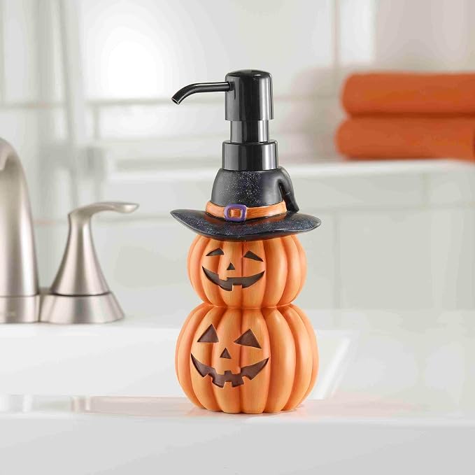 Avanti Linens - Lotion Pump/Soap Dispenser, Resin Countertop Accessories, Halloween Home Decor (Pumpkin Patch)