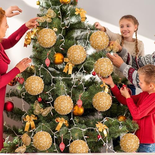 Lyrow 24 Pcs 4" Christmas Ball, Champagne Gold