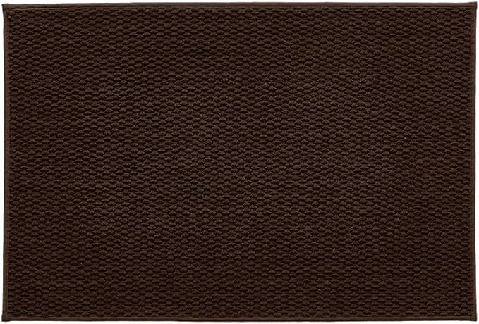TYUU Bathroom Rugs Non Slip Washable, Super Absorbent Thin Bath Mat Quick Dry Low Pile Bathroom Rug, Brown 24"x36"