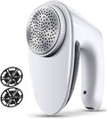 BAHREL Fabric Shaver Lint Remover - Fabric Defuzzer Electric Lint Fuzz Pills Remover with Quandruple Protection & 2 Replaceable 6-Leaf Blades, Sweater Defuzzer Remove Pilling (Color : White)