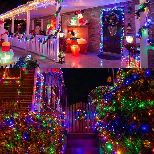 weillsnow 500 LED Multicolor Outdoor Christmas Lights, 164Ft Plug in Waterproof String Lights, 8 Modes with Memory for Outdoor Indoor Garden Halloween Christmas Decorations (Multicolor)