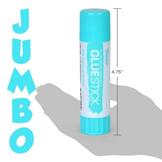 Darice Jumbo Glue Sticks, 1.4 Oz (40g) – All-Purpose Washable School Glue for Crafts, Paper, & Fabric – Clear Drying, Acid-Free & Non-Toxic – Bulk Classroom Supply (12 Pack)
