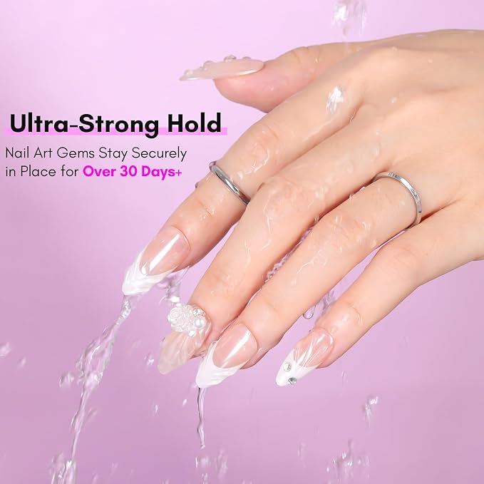 Makartt Nail Rhinestone Glue with Brush Kit High Viscosity Nail Charms Gel | 30-Day Strong Hold Extra Thick Support Gel 15ML for Gem, 5mm+ Crystals, Stones, 3D Nail Decor, UV/LED Cured, DIY Salon Use