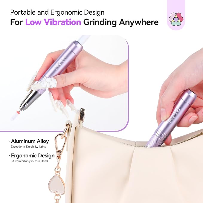 SAVILAND Advance Nail Drill Professional: 40000 RPM Powerful Torque Electric Nail File Low Vibration with Rainbow Light 15H Long Battery Life Coreless Motor Quiet for Quick Acrylic Removal PRO Salon