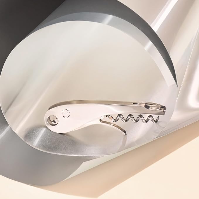 L'Atelier du Vin – Soft Machine Silver – Sommelier Corkscrew in Polished Stainless Steel – Professional Tasting Tool with Foil Cutter and Integrated Bottle Opener