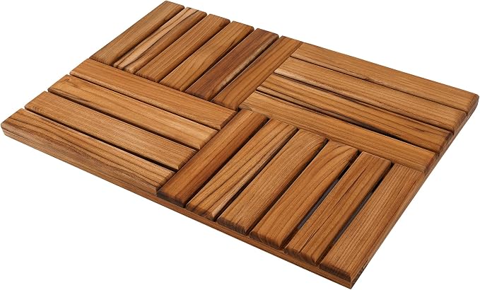 Utoplike Teak Bath Mat, Wood Shower Mats 24 x 16 inch Non Slip for Inside | Bathroom Wooden Sturdy Floor Mat, for Inside Shower, Luxury Spa Home or Outdoor