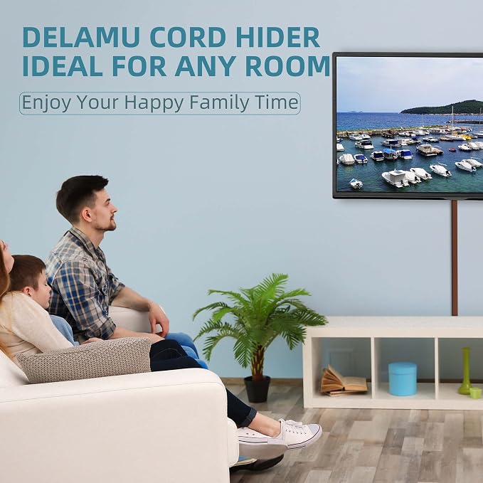 Wire Hider, 157in Delamu Cord Hider Wall, Paintable Wire Covers for Cords, TV Cable Hider Wall Kit, Cable Covers Raceway, Cable Management Hide TV Cords for Wall Mount TV, 10XL15.7 W0.95 H0.55in Brown