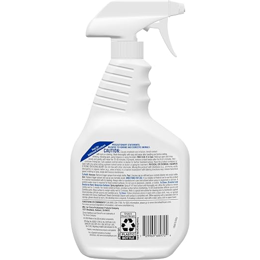 Clorox Healthcare Bleach Germicidal Cleaner Spray, 32 Fluid Ounces, Pack of 6 (Package May Vary)