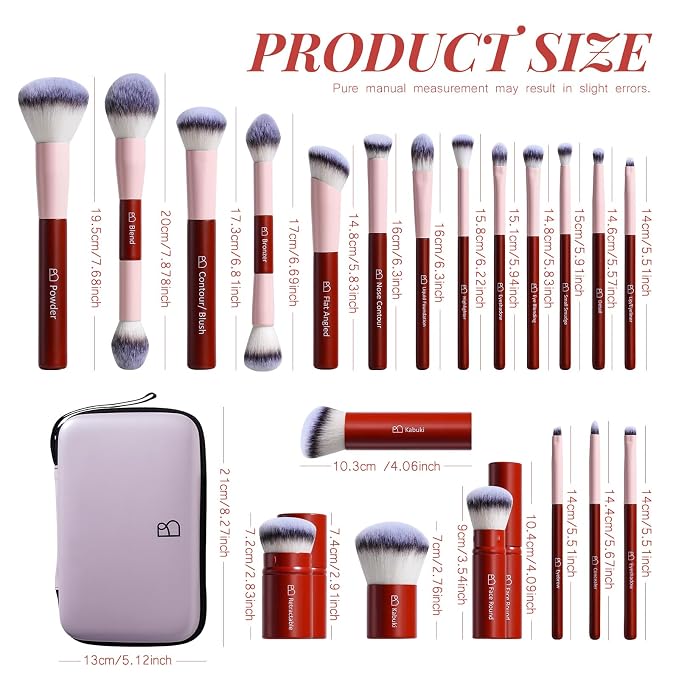 BS-MALL Makeup Brushes Kit – Professional Makeup Tools with Travel Case, Includes Foundation, Powder, Concealer, Lip & Eyeshadow Brushes for Daily Use & Versatile Occasions (Vermilion-Pink)