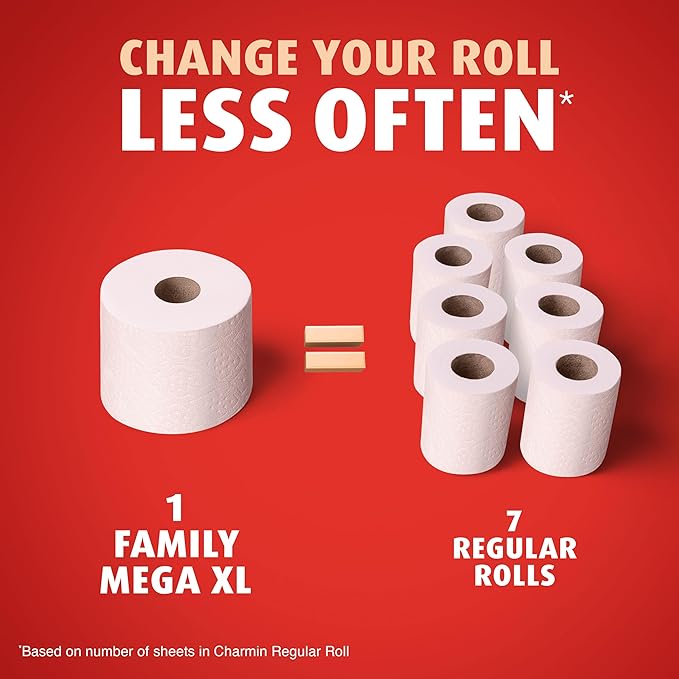 Charmin Ultra Strong Clean Touch Toilet Paper, 6 Family Mega XL Rolls = 42 Regular Rolls