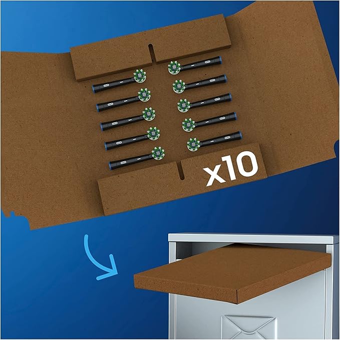 Oral-B Pro Cross Action Black Replacement Brush Heads for Electric Toothbrushes, XXL Pack of 10 Refills