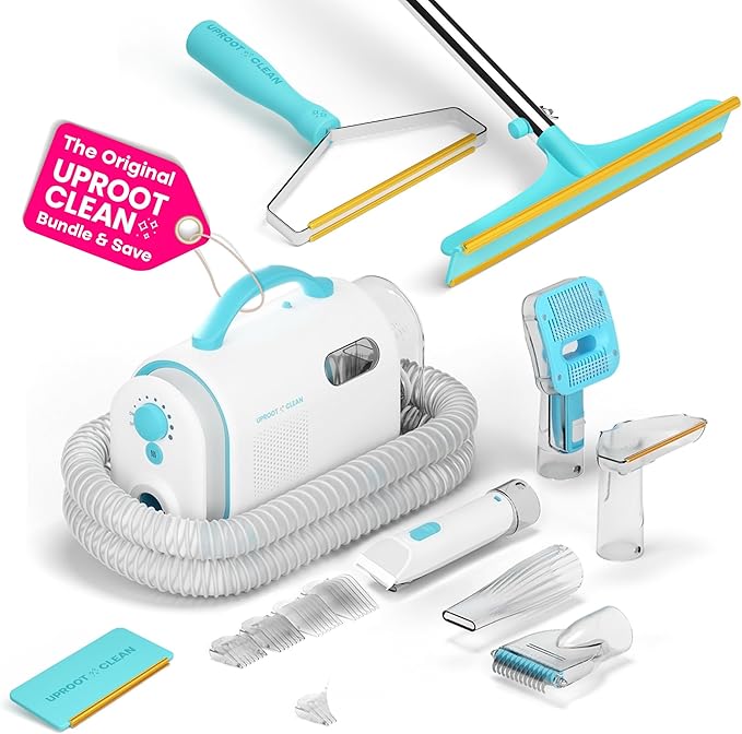 Uproot Clean Pet Grooming Vacuum Kit + Mini, Xtra, & Pro Pet Hair Remover Set: Ultra-Quiet Cat & Dog Hair Vacuum Groomer Meets 3 Uproot Cleaner Sizes - Complete at-Home Fur Control & Grooming